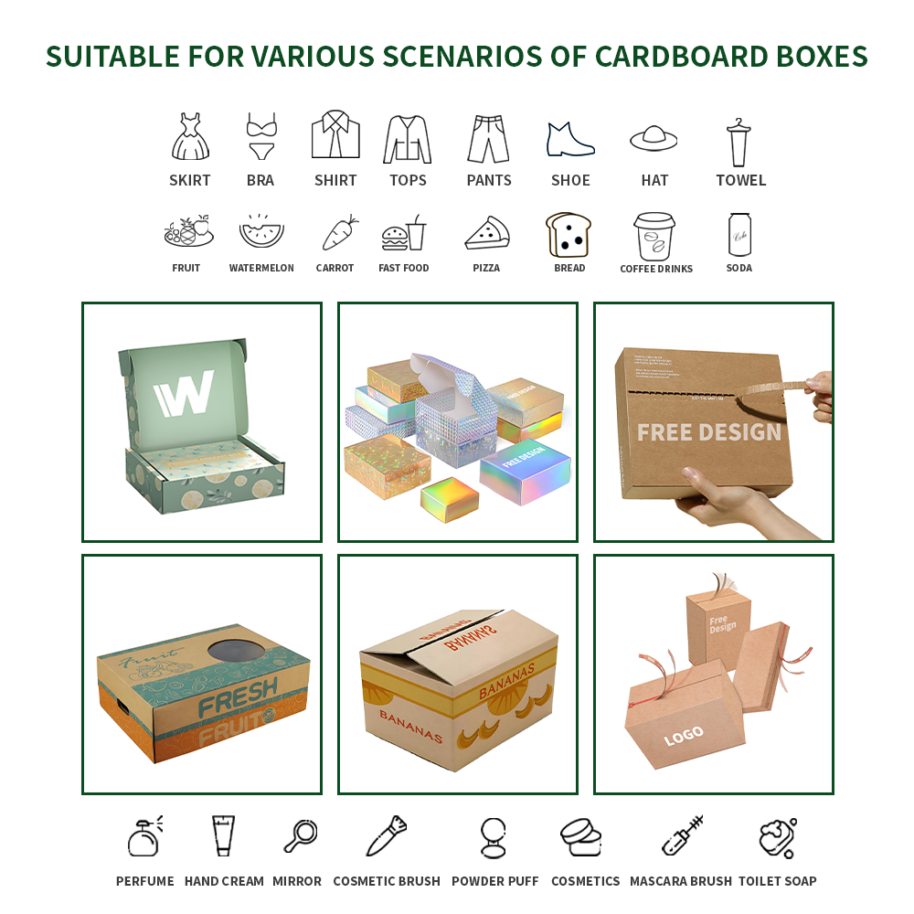 Cajas de envasado de ropa corrugada de gradiente pastel