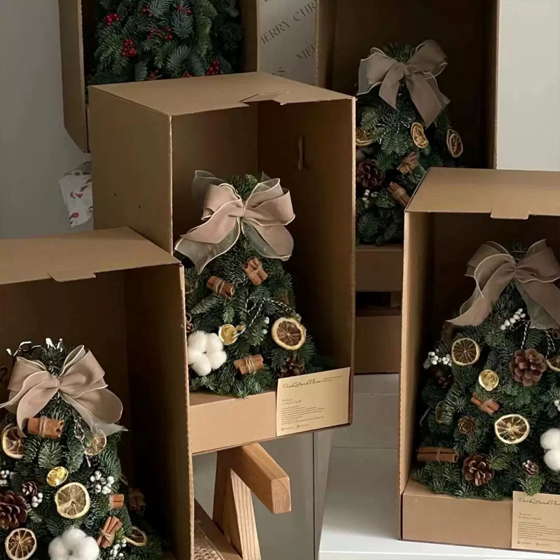 Cajas de regalo de flores corrugadas marrones uniformes